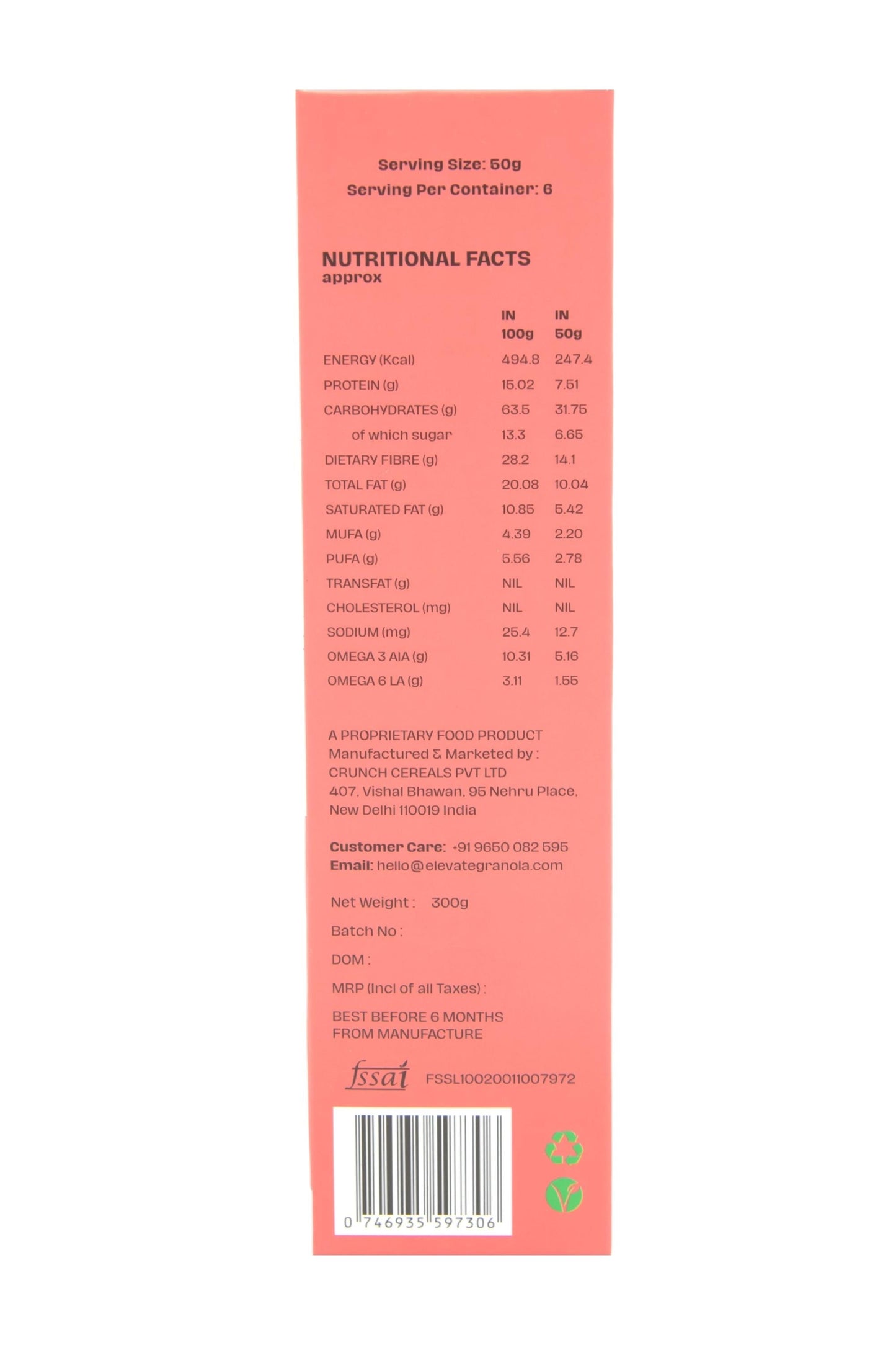 ELEVATE Granola Apple & Cinnamon 300g