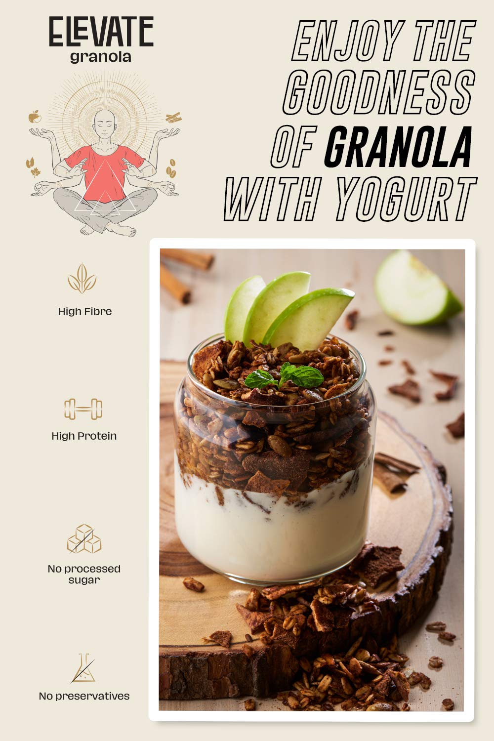 ELEVATE Granola Apple & Cinnamon 600g