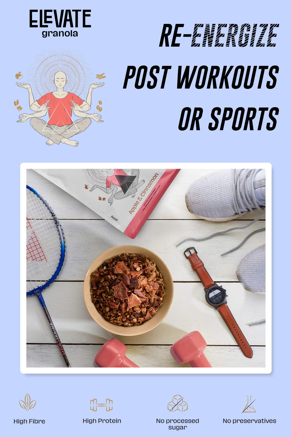 ELEVATE Granola Apple & Cinnamon 600g