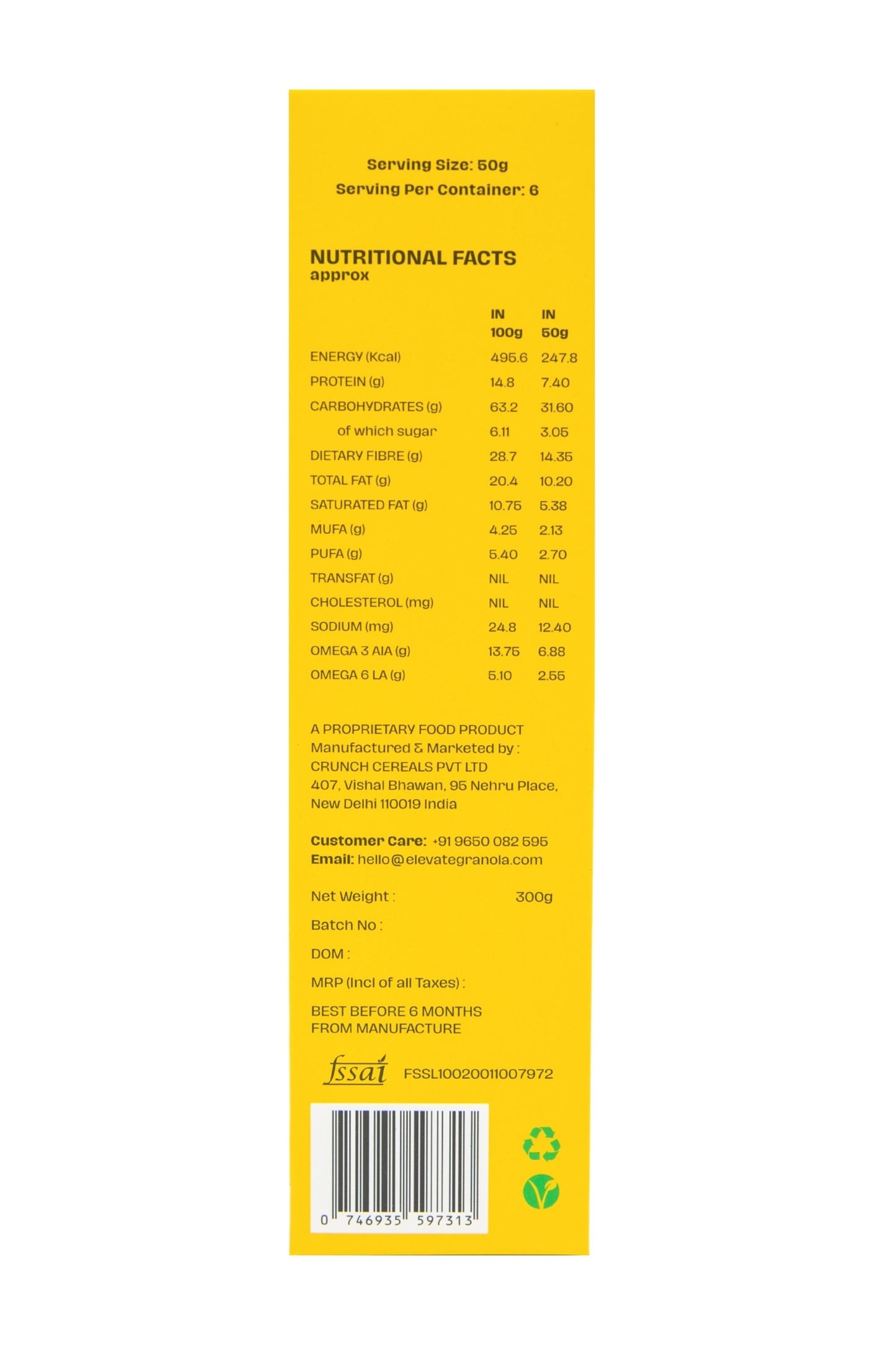 ELEVATE Granola Almond & Seeds 300g